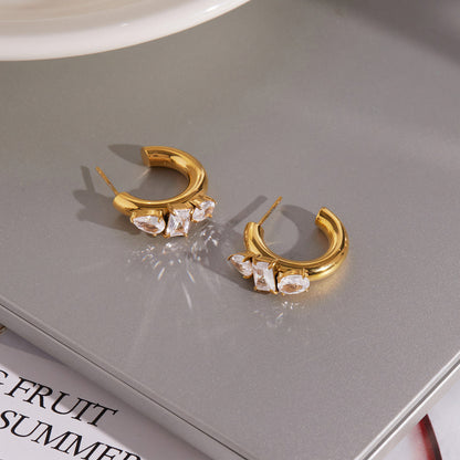 Calanque Faceted Crescent Hoop Earrings