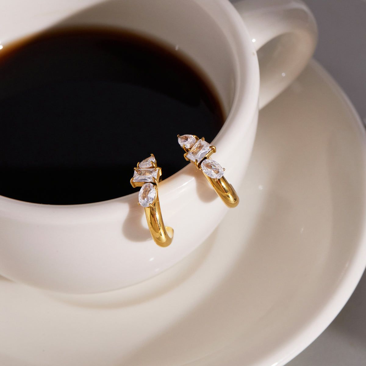 Calanque Faceted Crescent Hoop Earrings