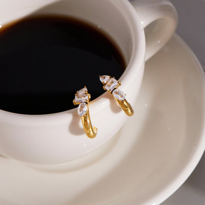 Calanque Faceted Crescent Hoop Earrings