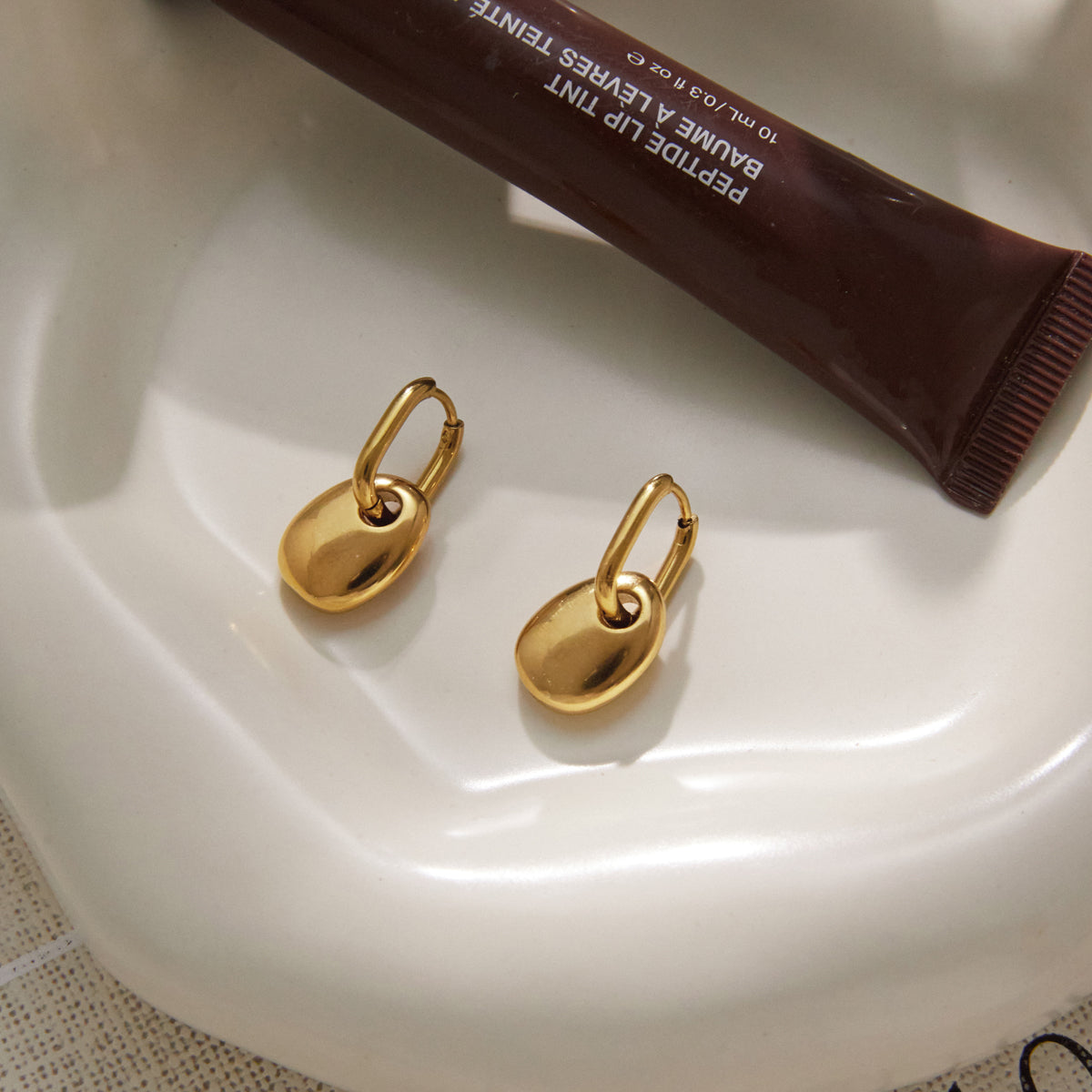Marea Domed Charm Huggie Earrings