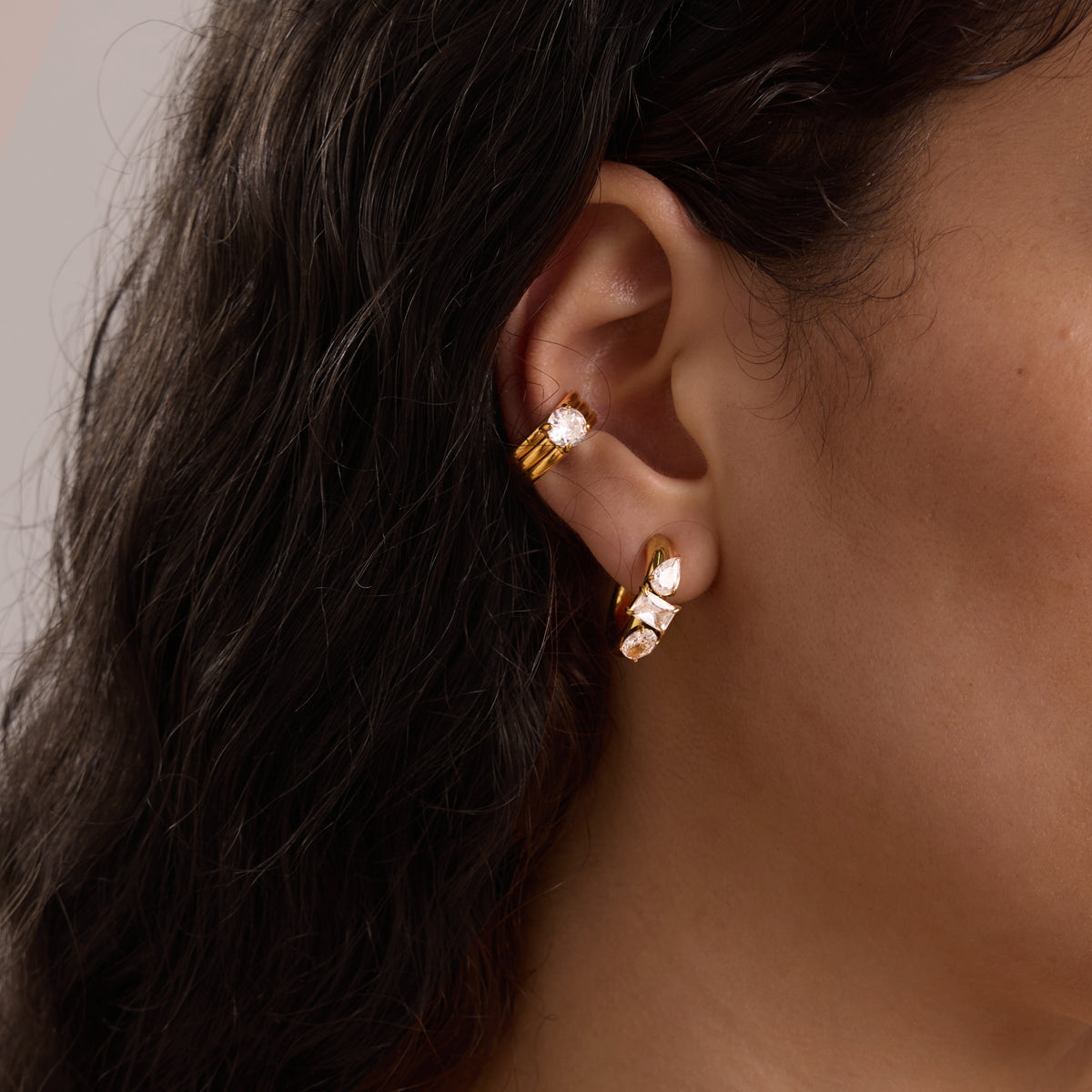 Calanque Faceted Crescent Hoop Earrings