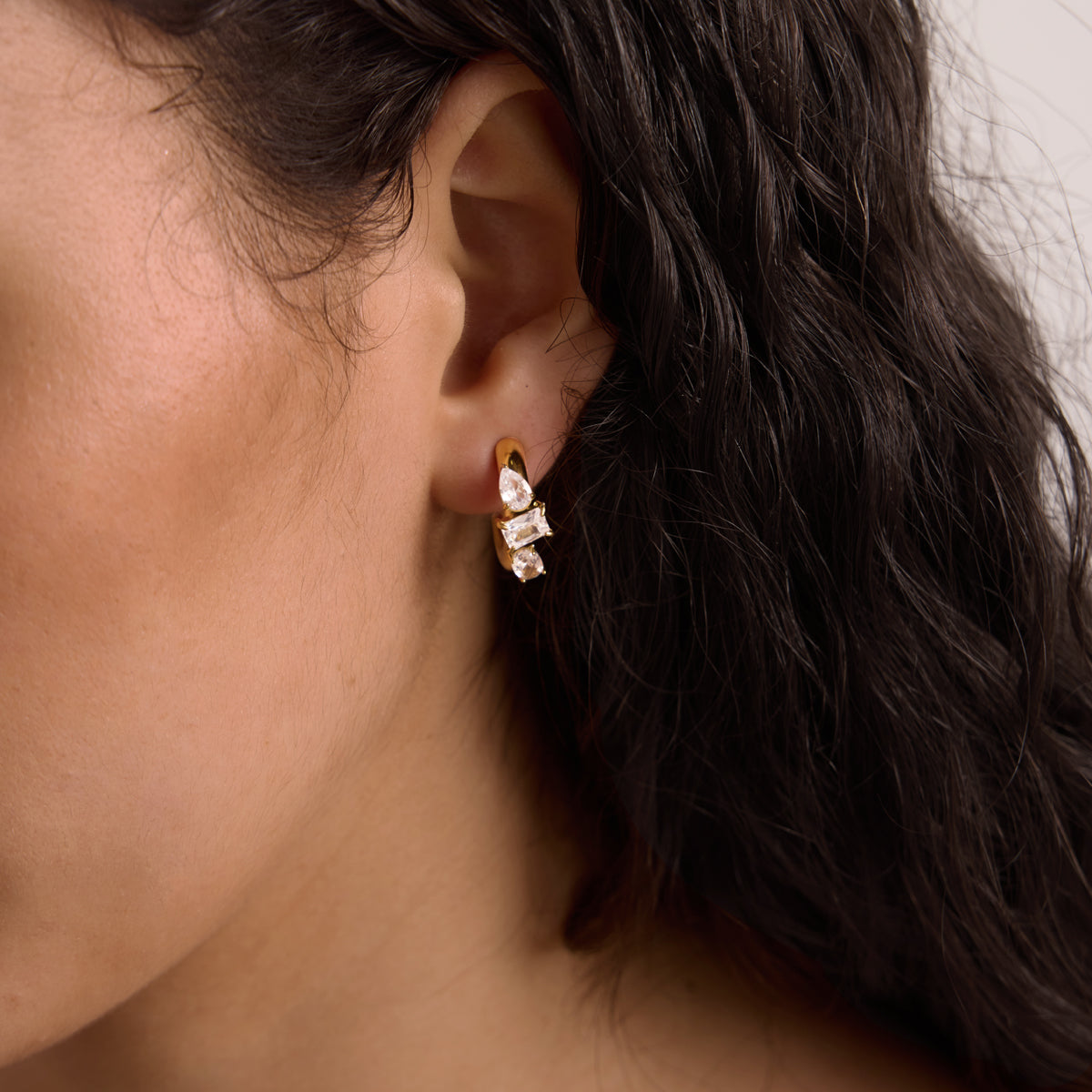 Calanque Faceted Crescent Hoop Earrings