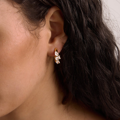 Calanque Faceted Crescent Hoop Earrings
