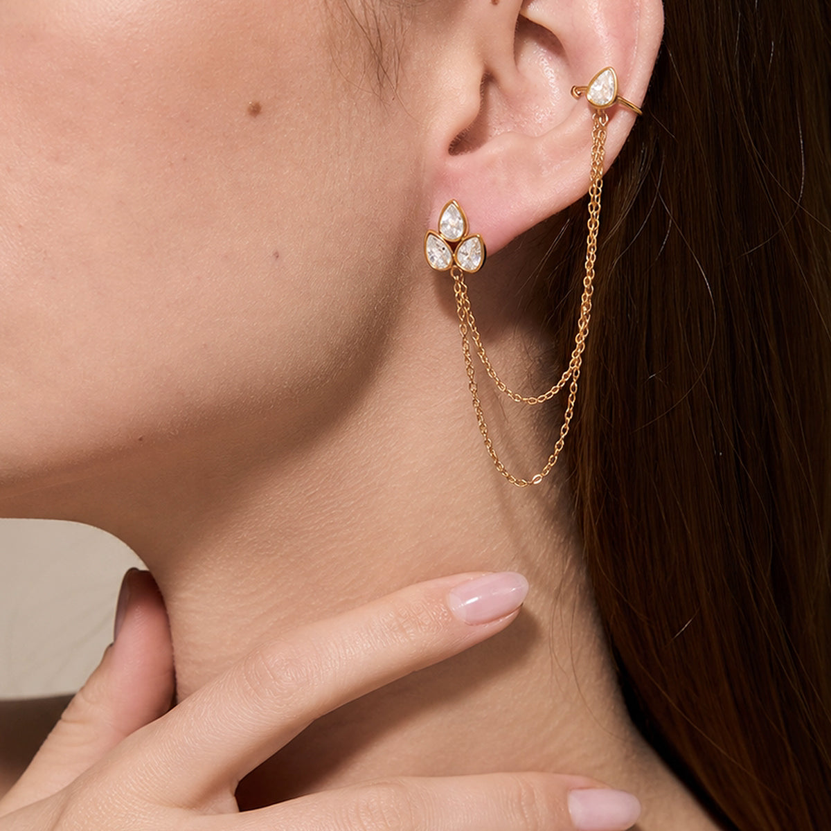 Marea Draped Petal Cuff Earrings