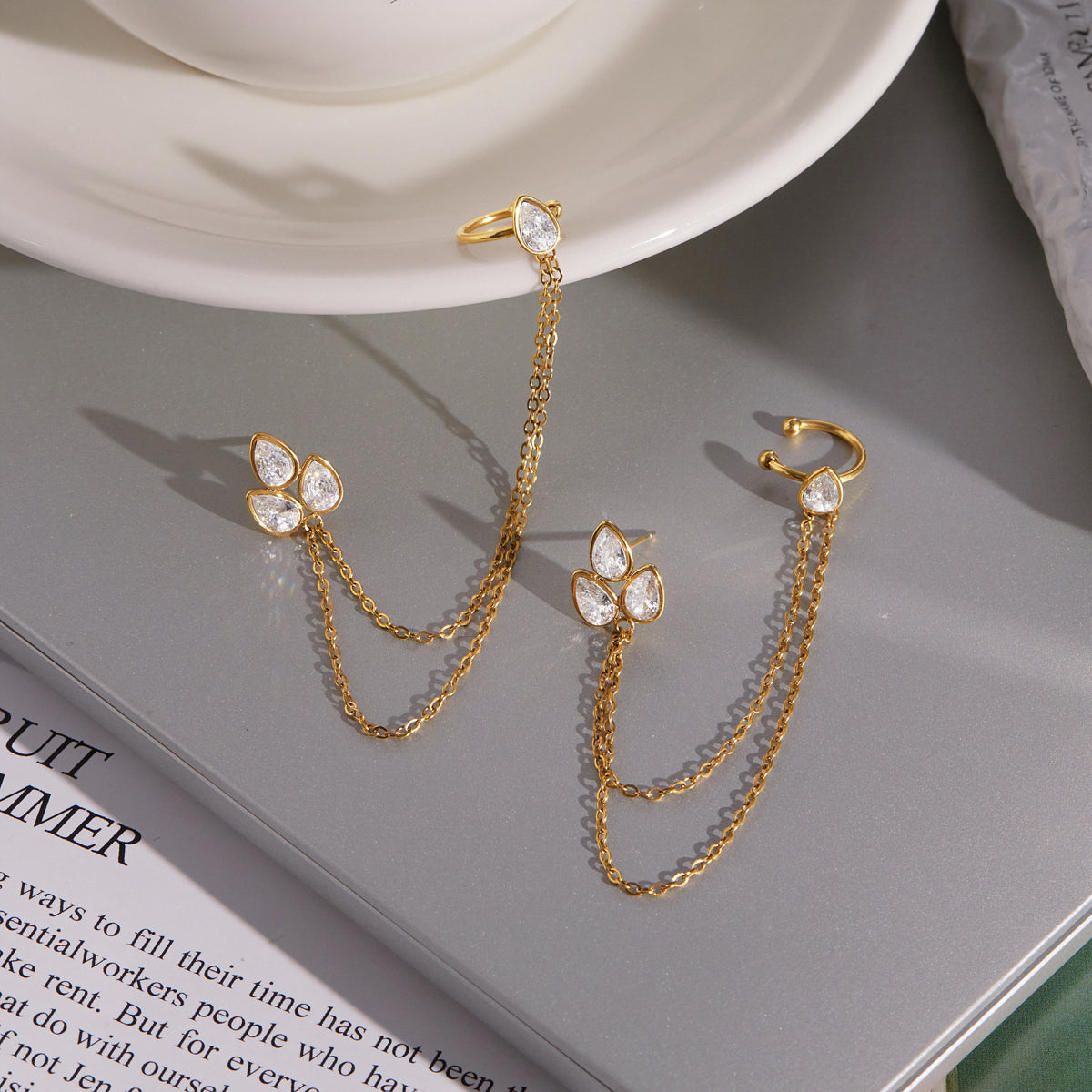 Marea Draped Petal Cuff Earrings