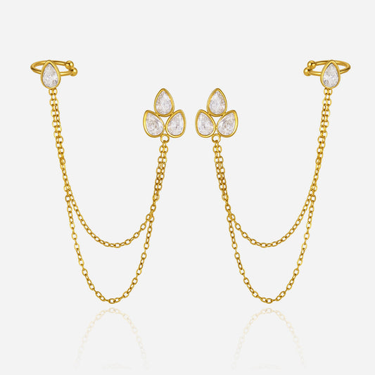 Marea Draped Petal Cuff Earrings