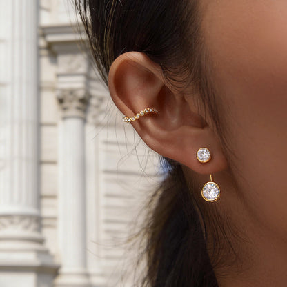 Marea Crested Stone Cuff Earrings