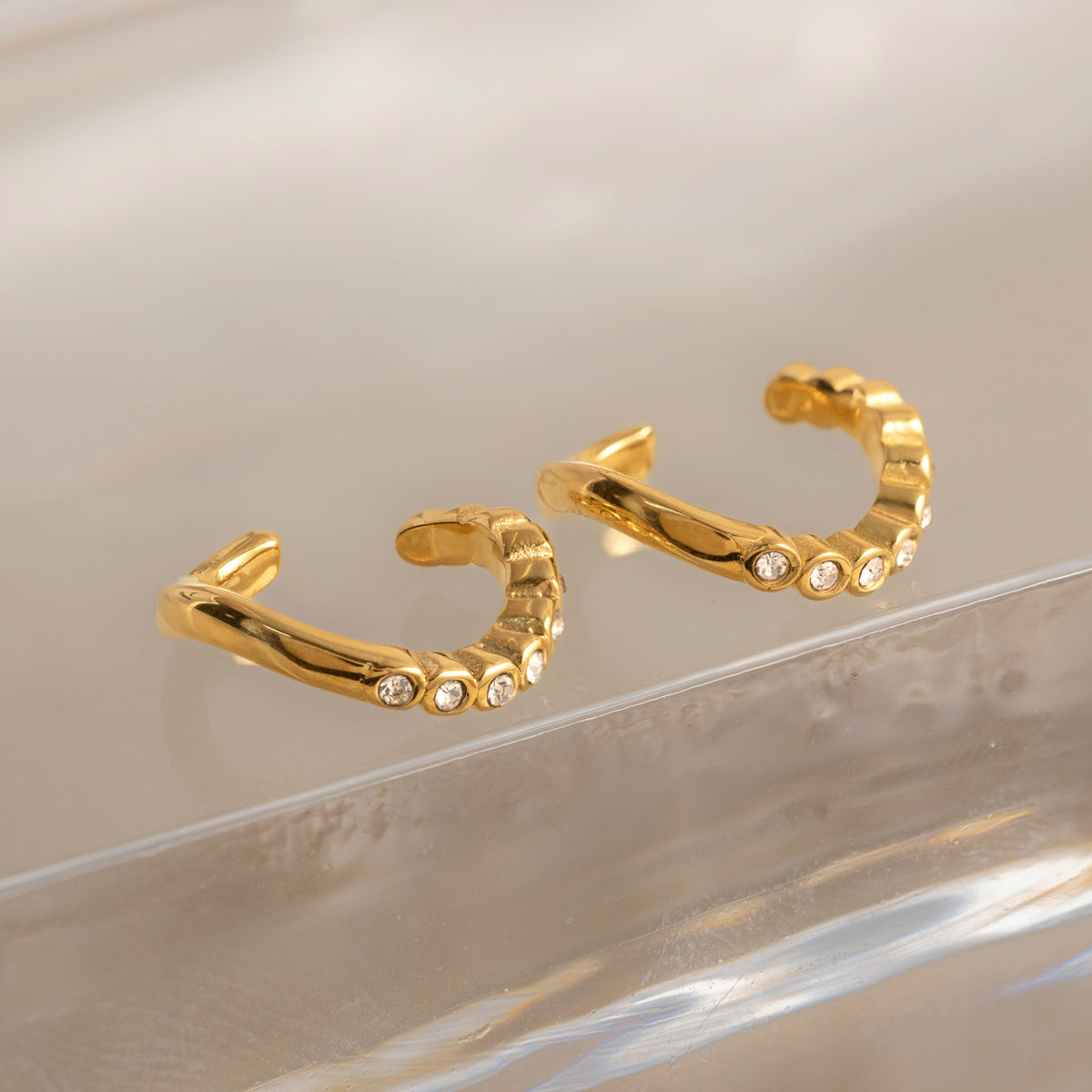 Marea Crested Stone Cuff Earrings
