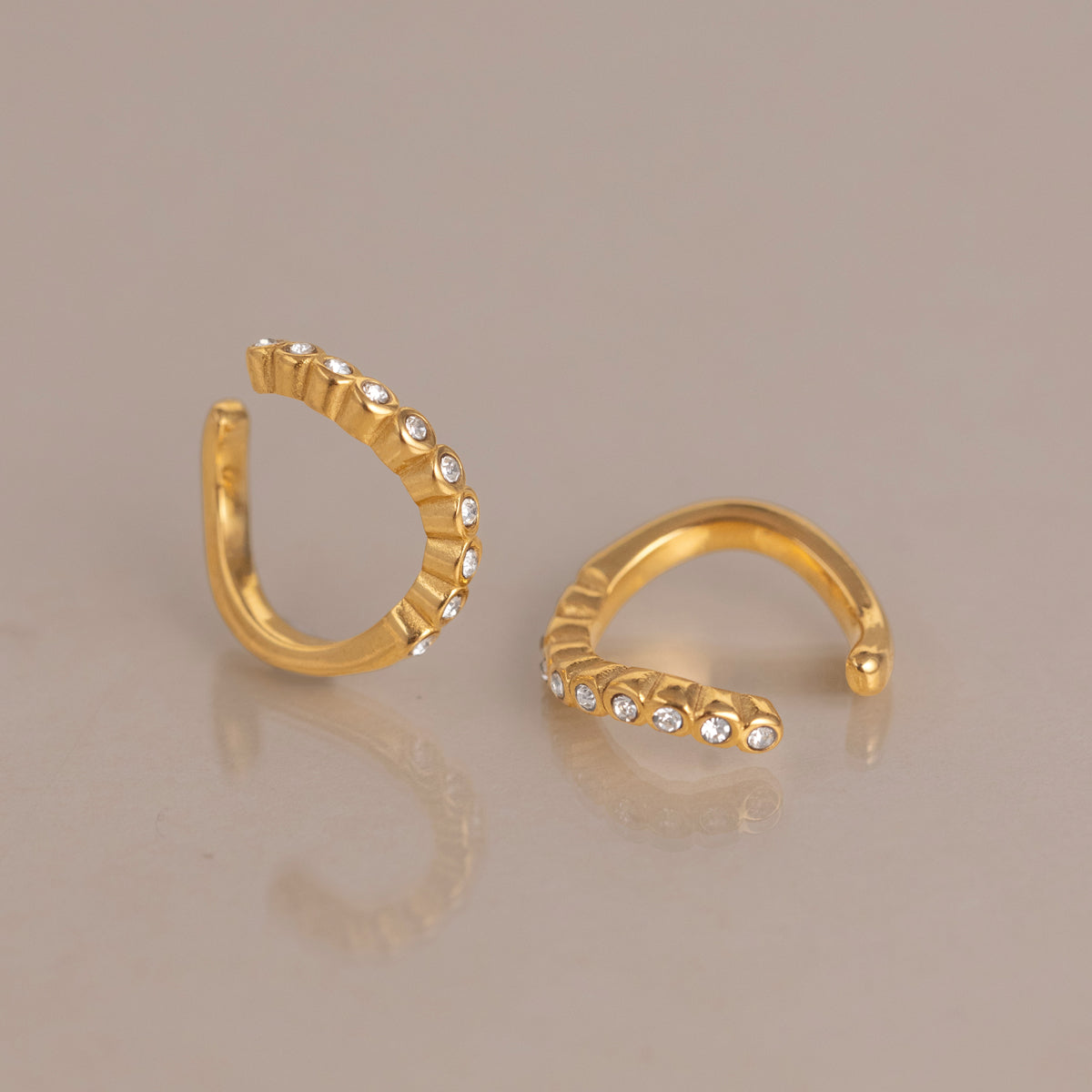 Marea Crested Stone Cuff Earrings