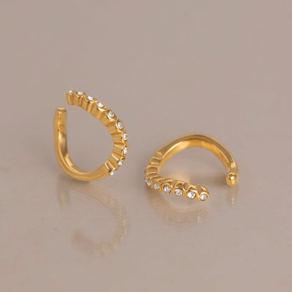 Marea Crested Stone Cuff Earrings