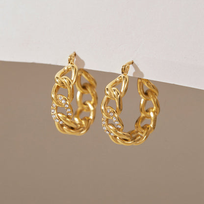Calanque Paved Link Hoop Earrings