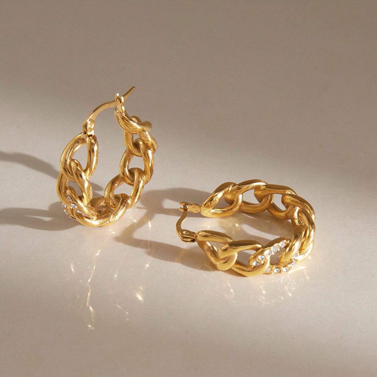 Calanque Paved Link Hoop Earrings