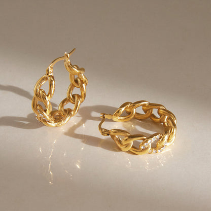 Calanque Paved Link Hoop Earrings