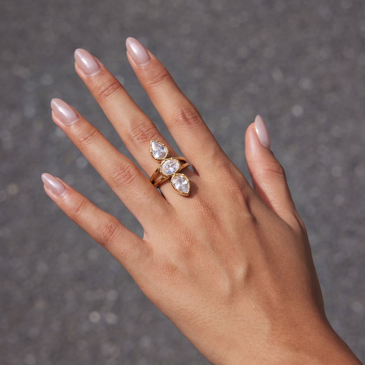 Solene Triple Bezel Adjustable Ring