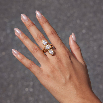 Solene Triple Bezel Adjustable Ring