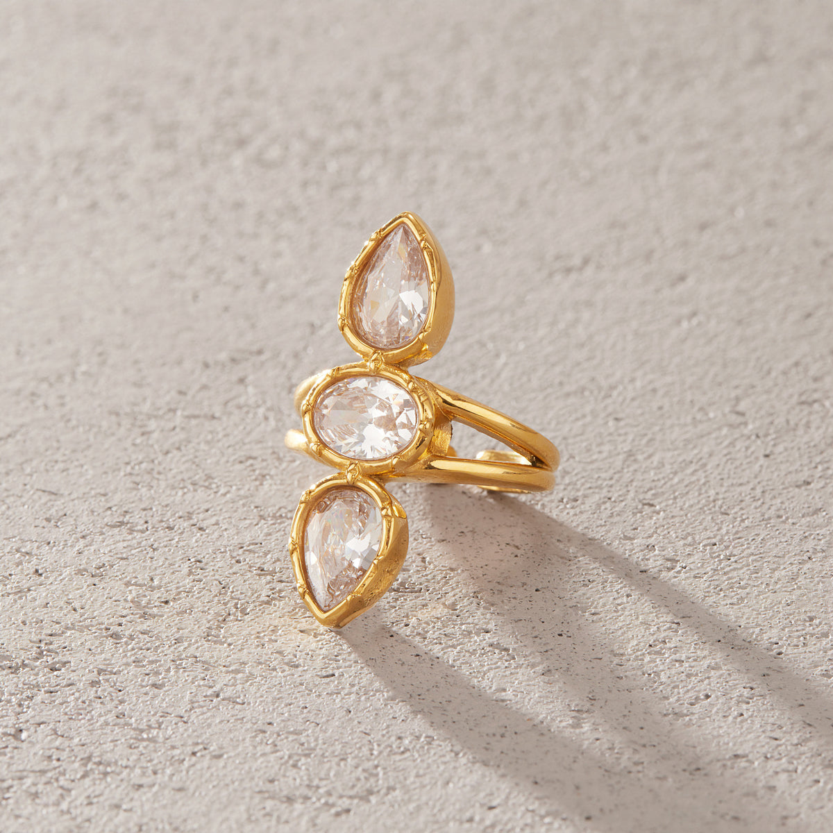 Solene Triple Bezel Adjustable Ring