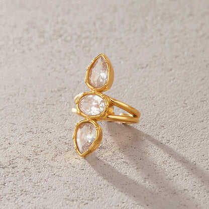Solene Triple Bezel Adjustable Ring