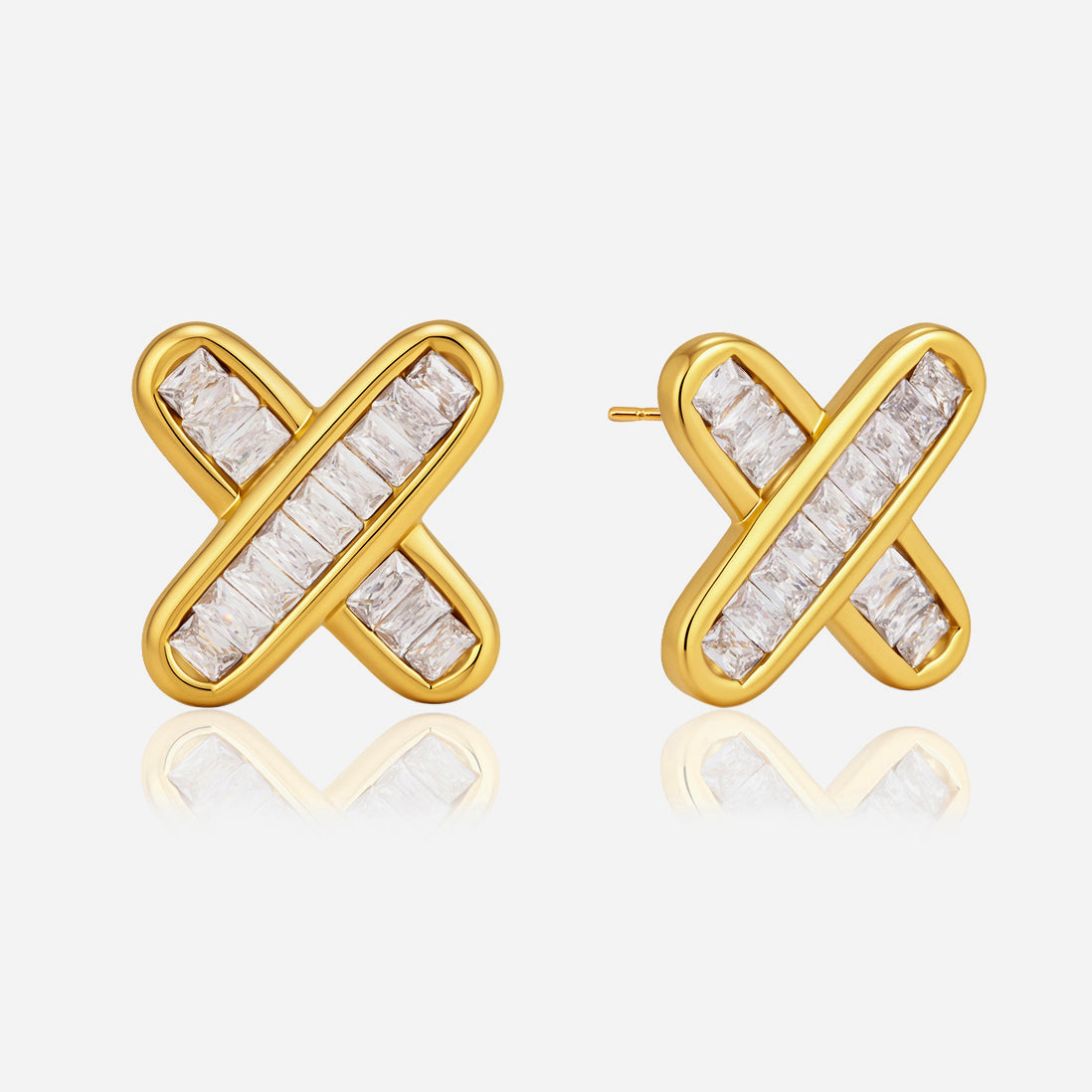Cala Crossed Bar Stud Earrings