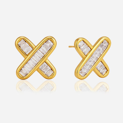 Cala Crossed Bar Stud Earrings