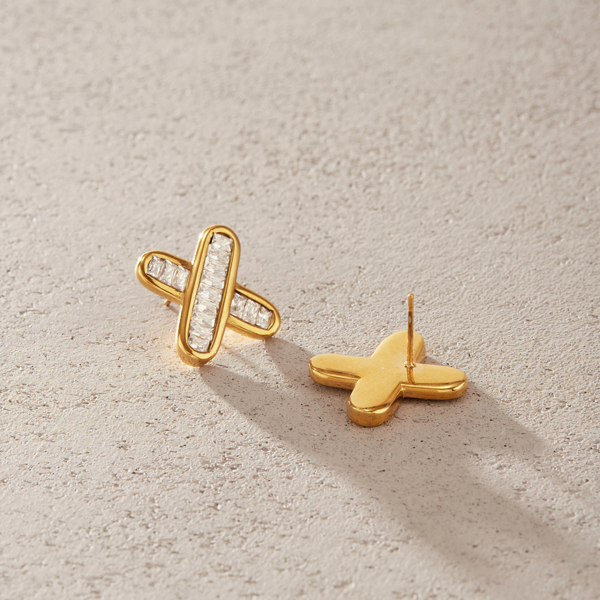 Cala Crossed Bar Stud Earrings
