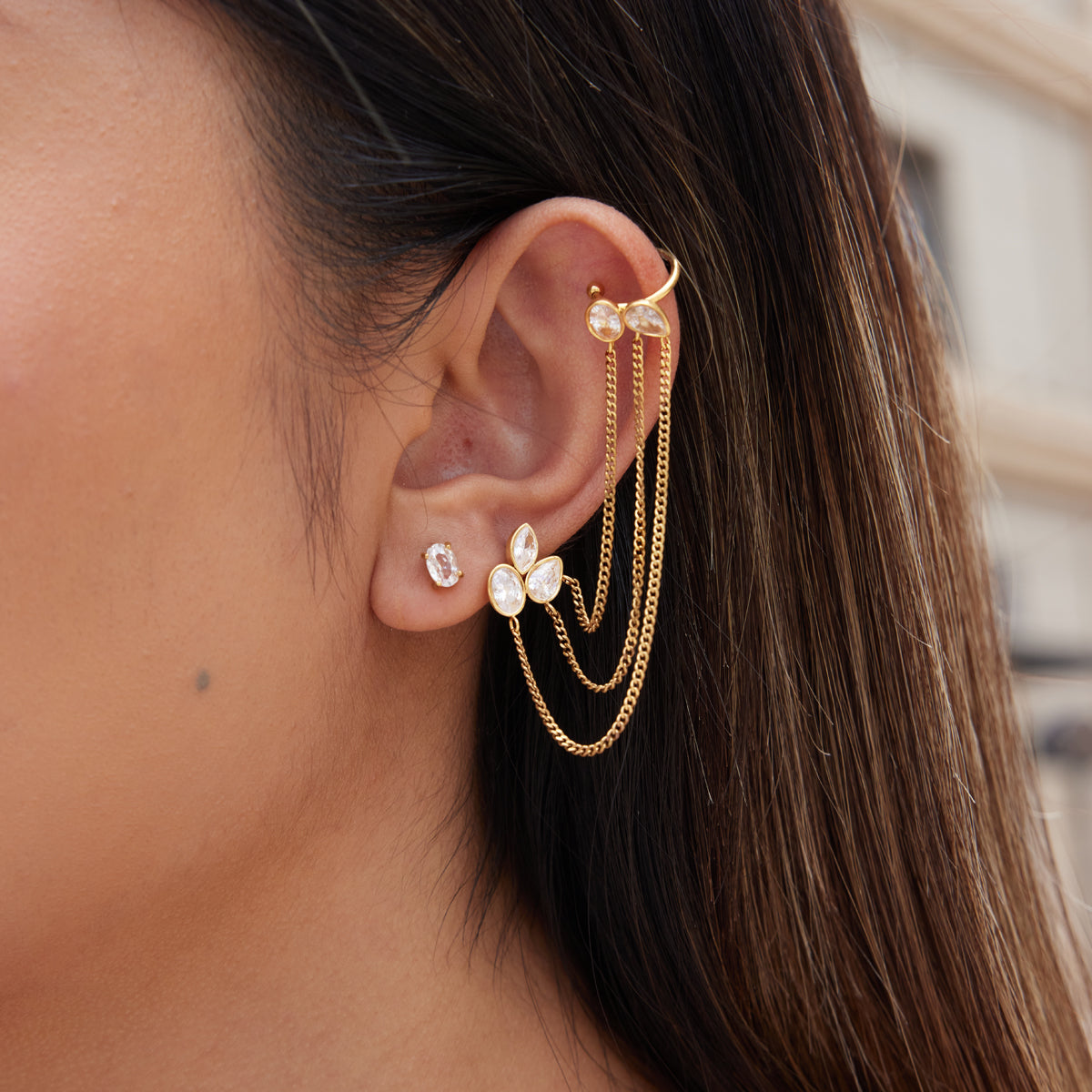 Marea Cascading Link Cuff Earrings