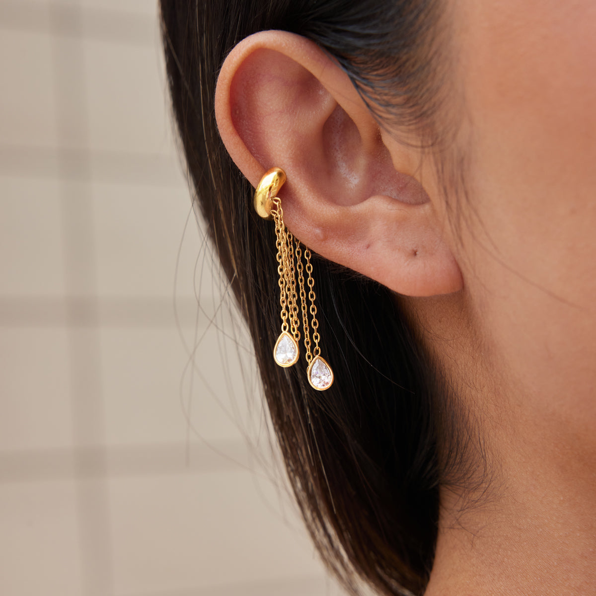 Salina Chain Fringe Cuff Earrings