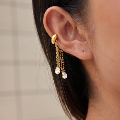Salina Chain Fringe Cuff Earrings