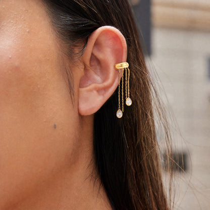 Salina Chain Fringe Cuff Earrings