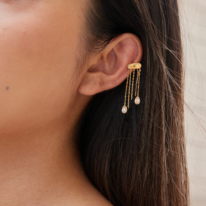Salina Chain Fringe Cuff Earrings