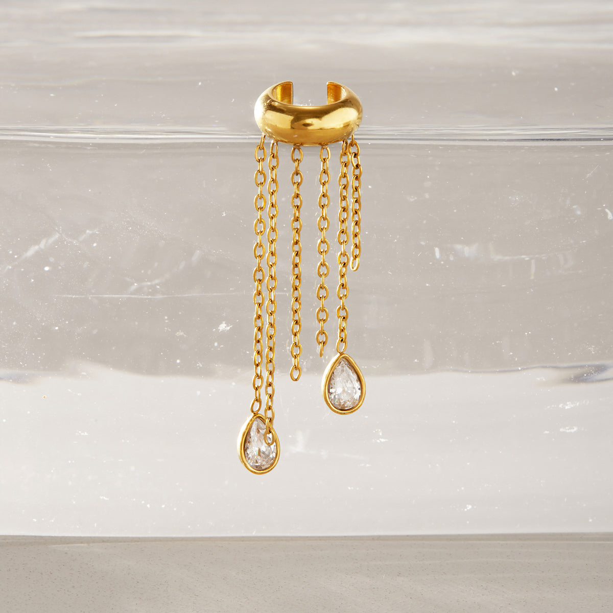 Salina Chain Fringe Cuff Earrings