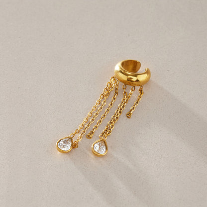 Salina Chain Fringe Cuff Earrings