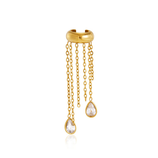 Salina Chain Fringe Cuff Earrings