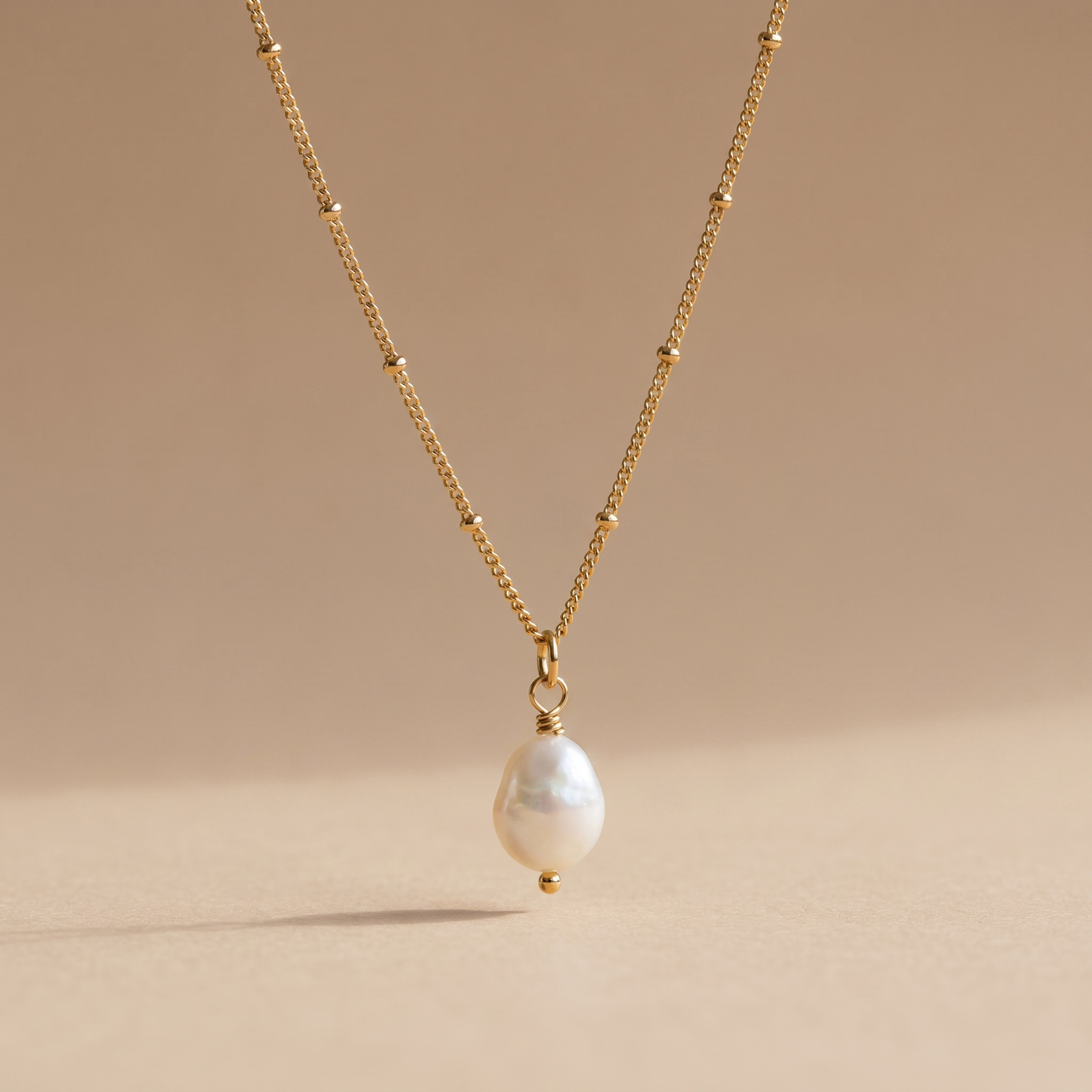 Asea Baroque Pearl Drop Necklace — 14K Gold Color
