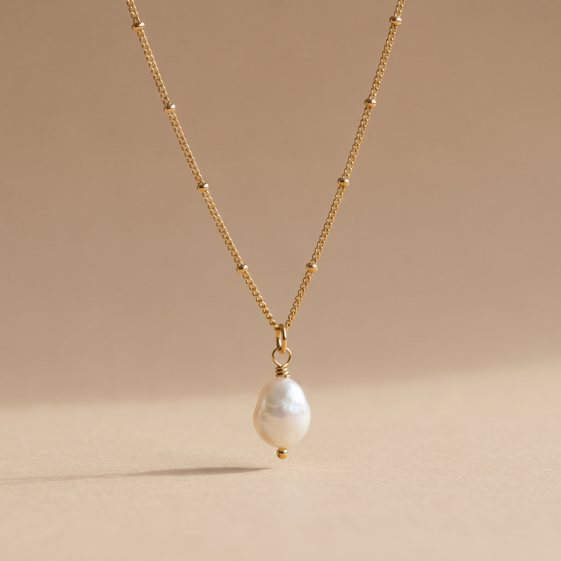 Asea Baroque Pearl Drop Necklace — 14K Gold Color