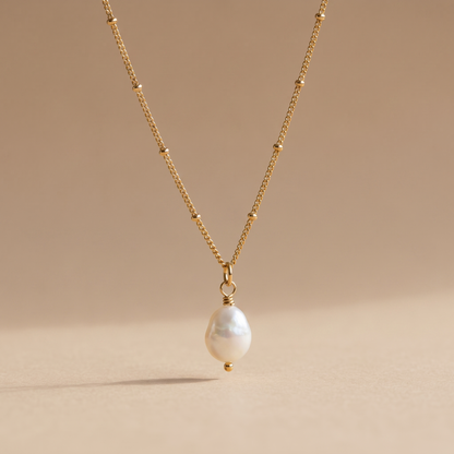 Asea Baroque Pearl Drop Necklace — 14K Gold Color