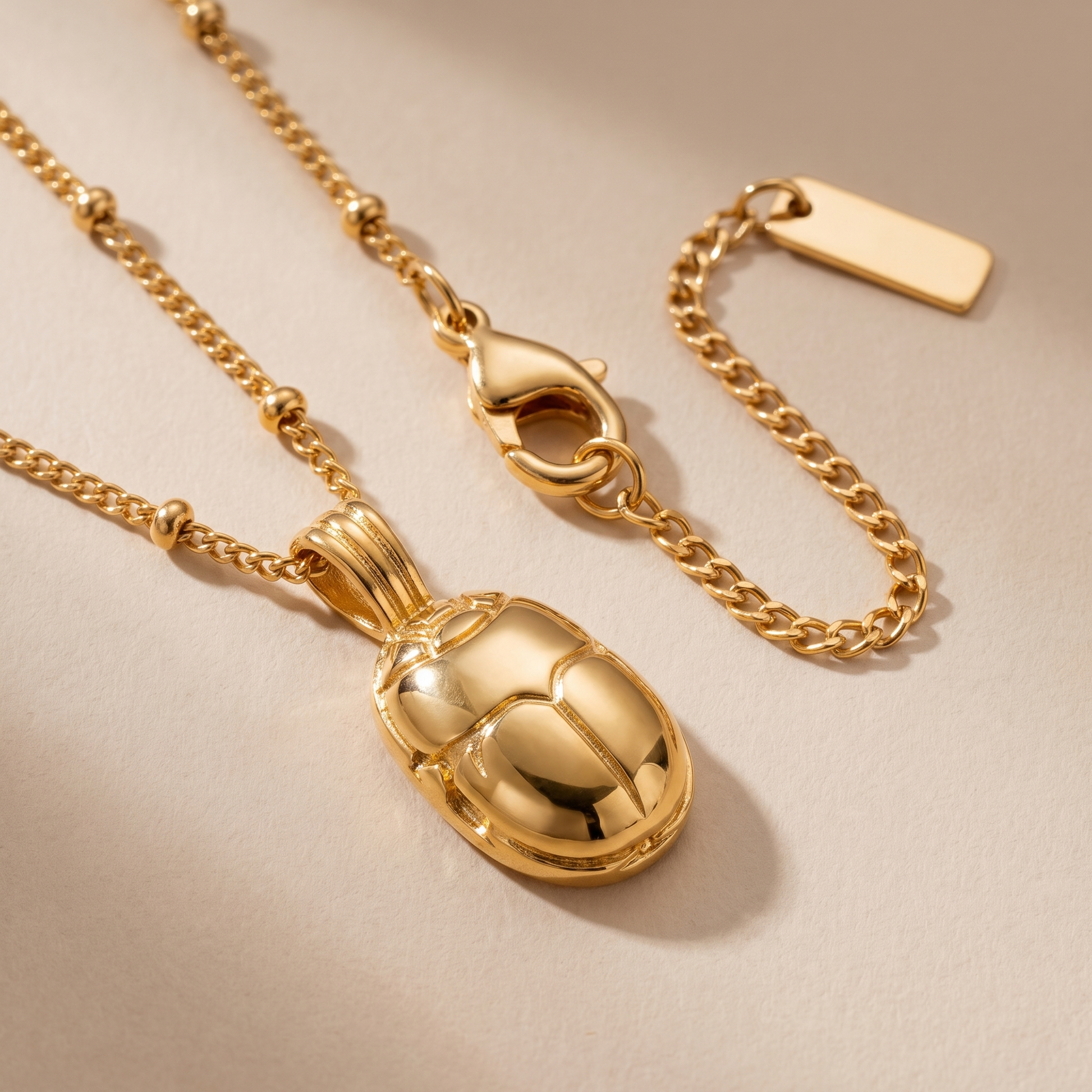 Asea Scarab Charm Necklace — close-up detail