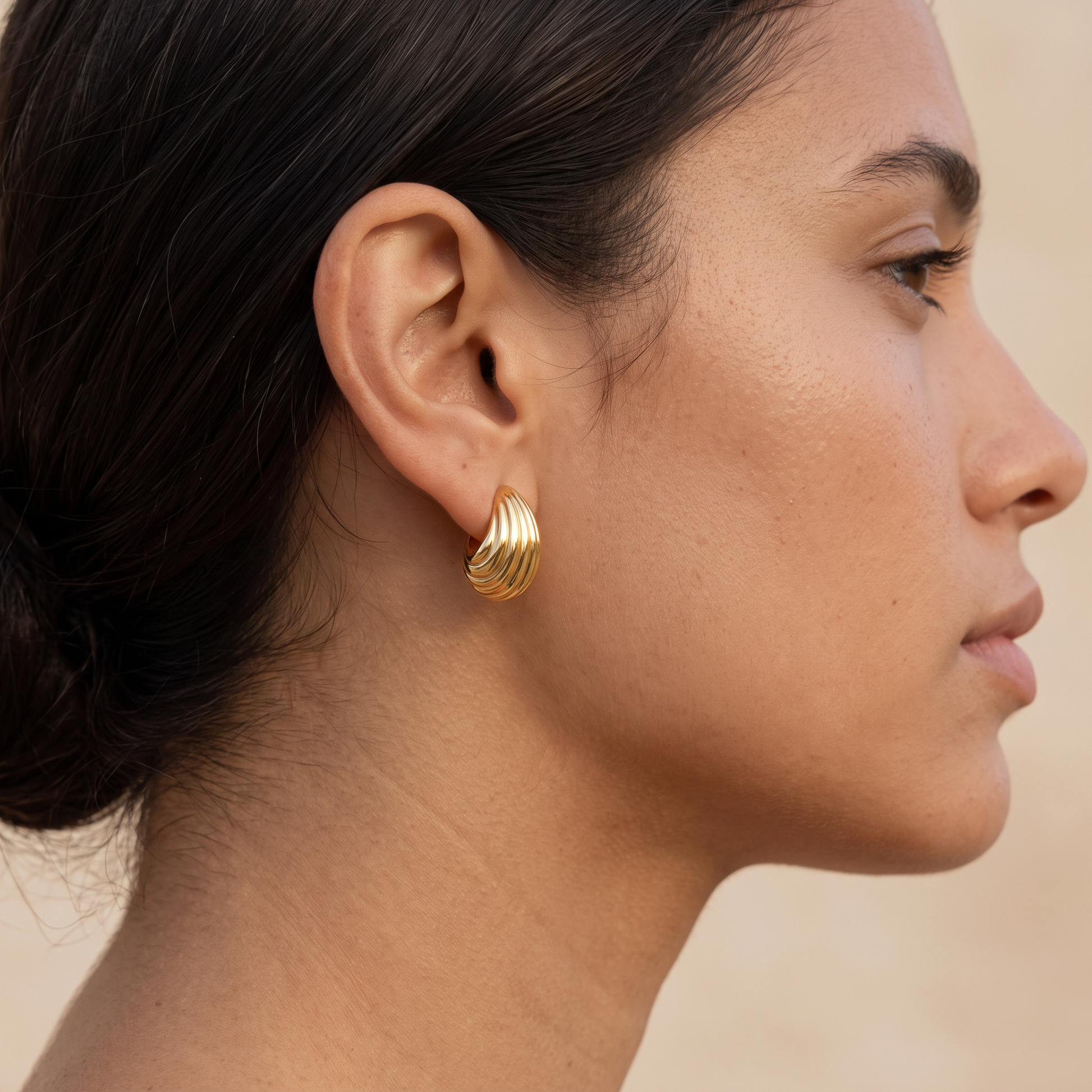 Asea Ridged Stud Earrings — worn by model