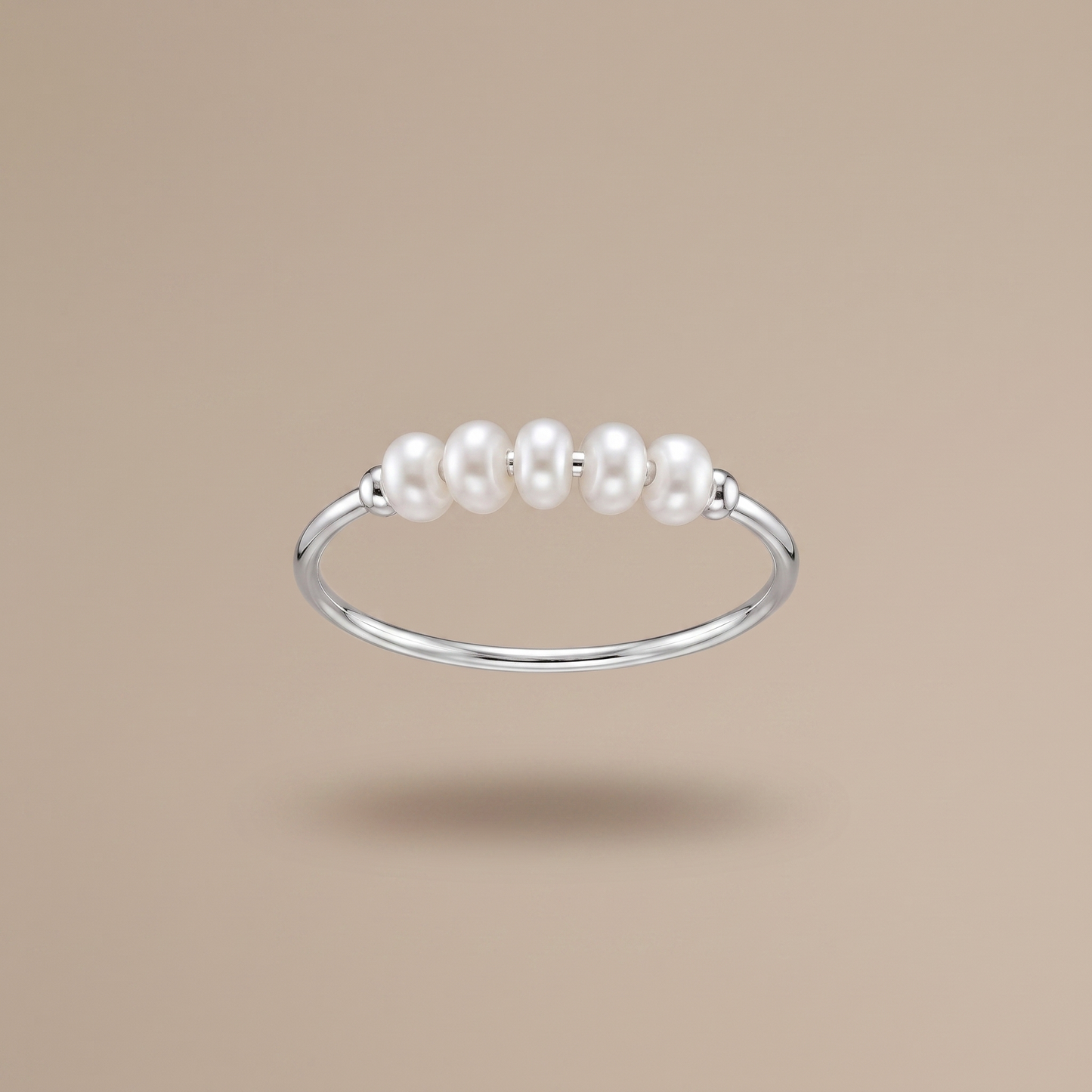 Asea Petite Pearl Row Ring — Silver Color