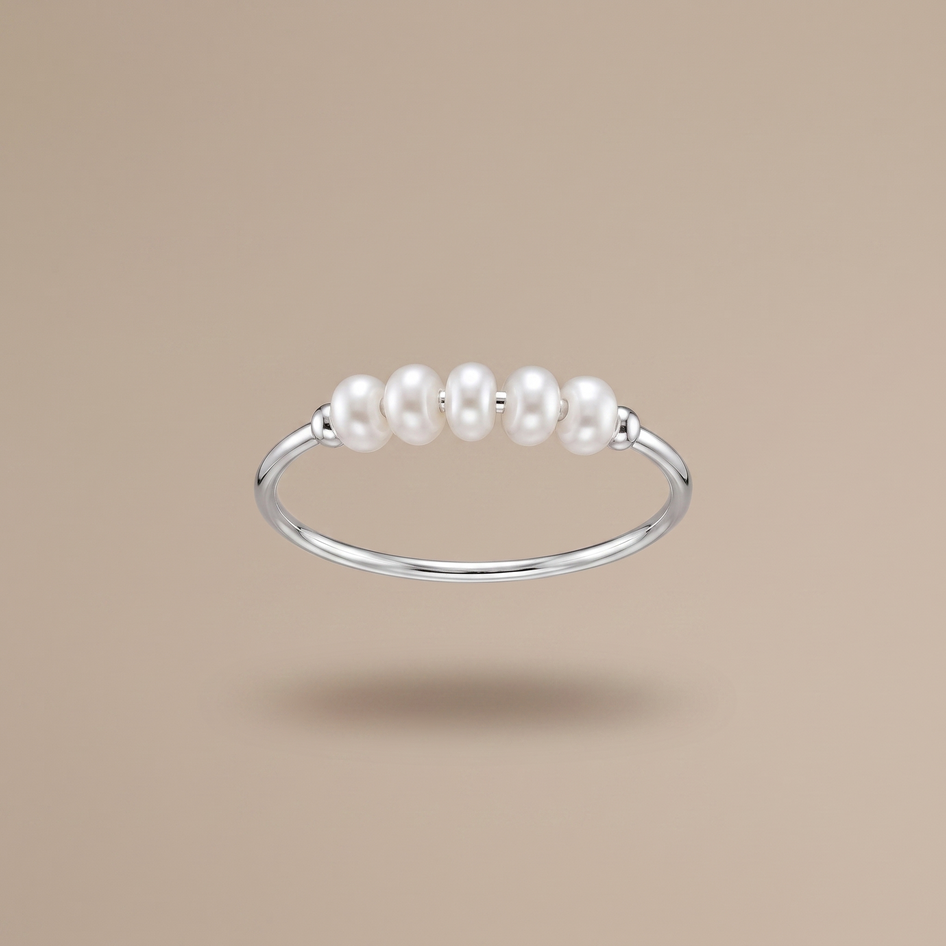 Asea Petite Pearl Row Ring — Silver Color