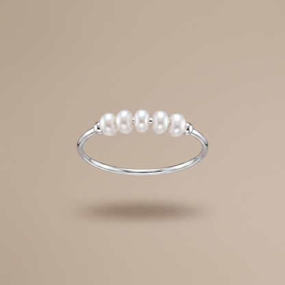 Asea Petite Pearl Row Ring — Silver Color