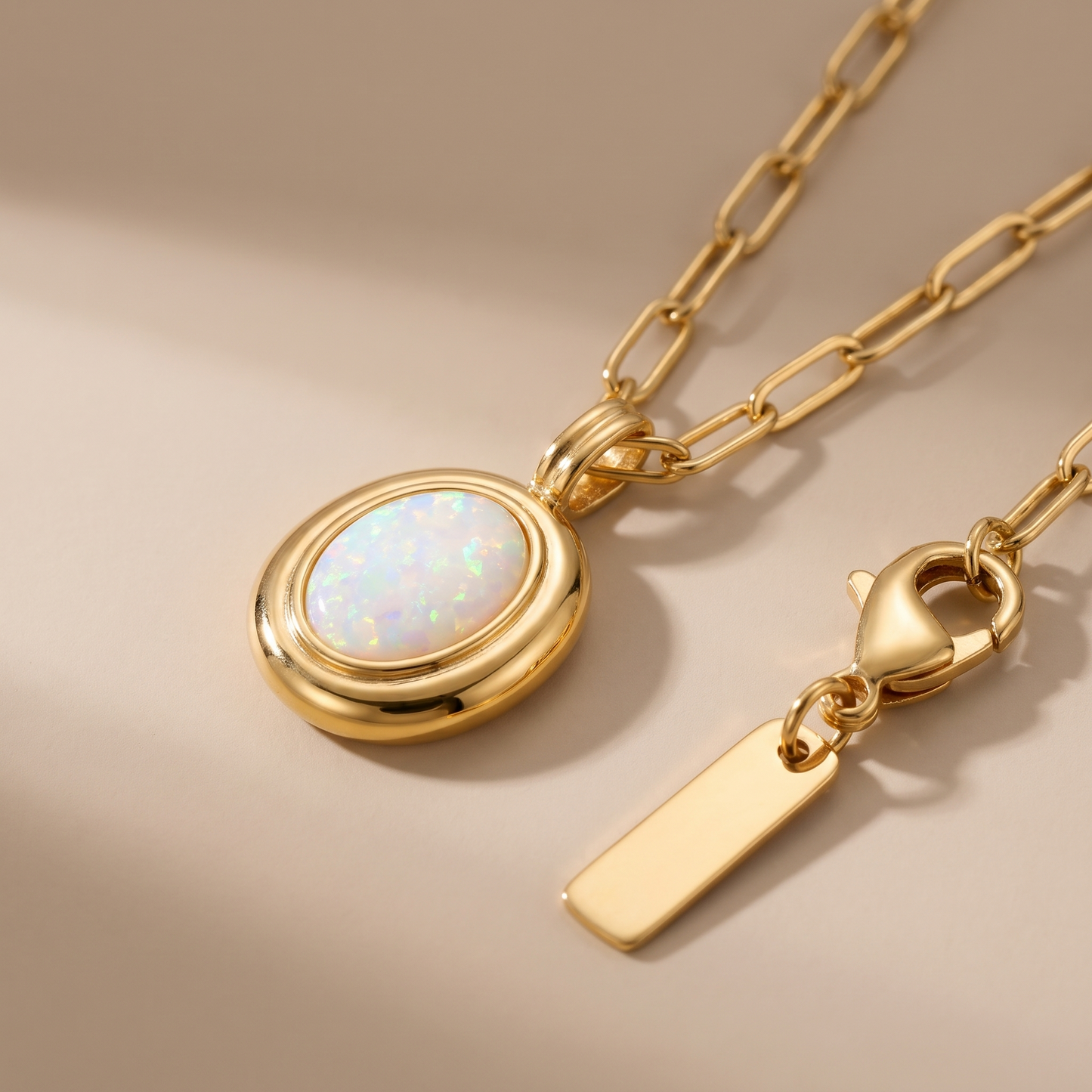 Asea Opal Aurelia Paperclip Necklace — close-up detail