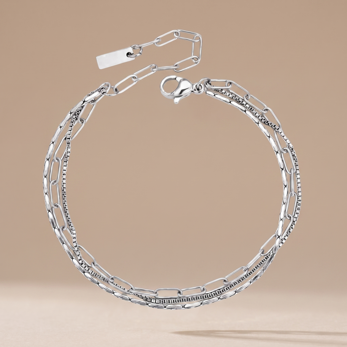 Asea Gold Triple-Layer Bracelet — Silver Color