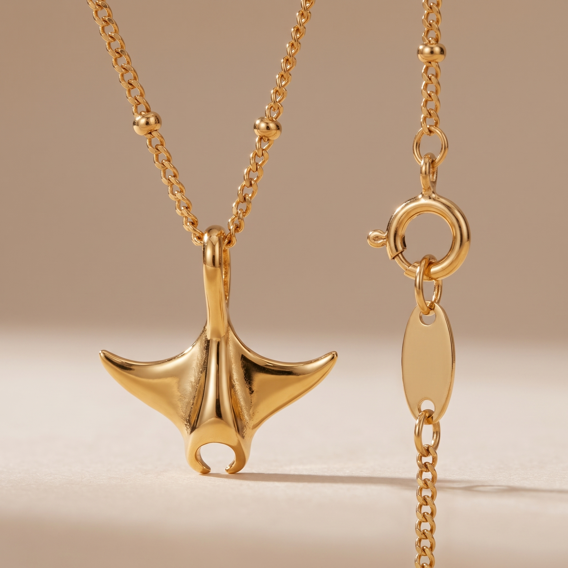Asea Manta Pendant Necklace — close-up detail