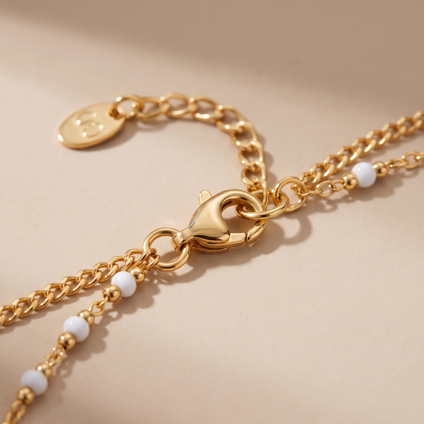 Asea Twin White Bead Bracelet — close-up detail