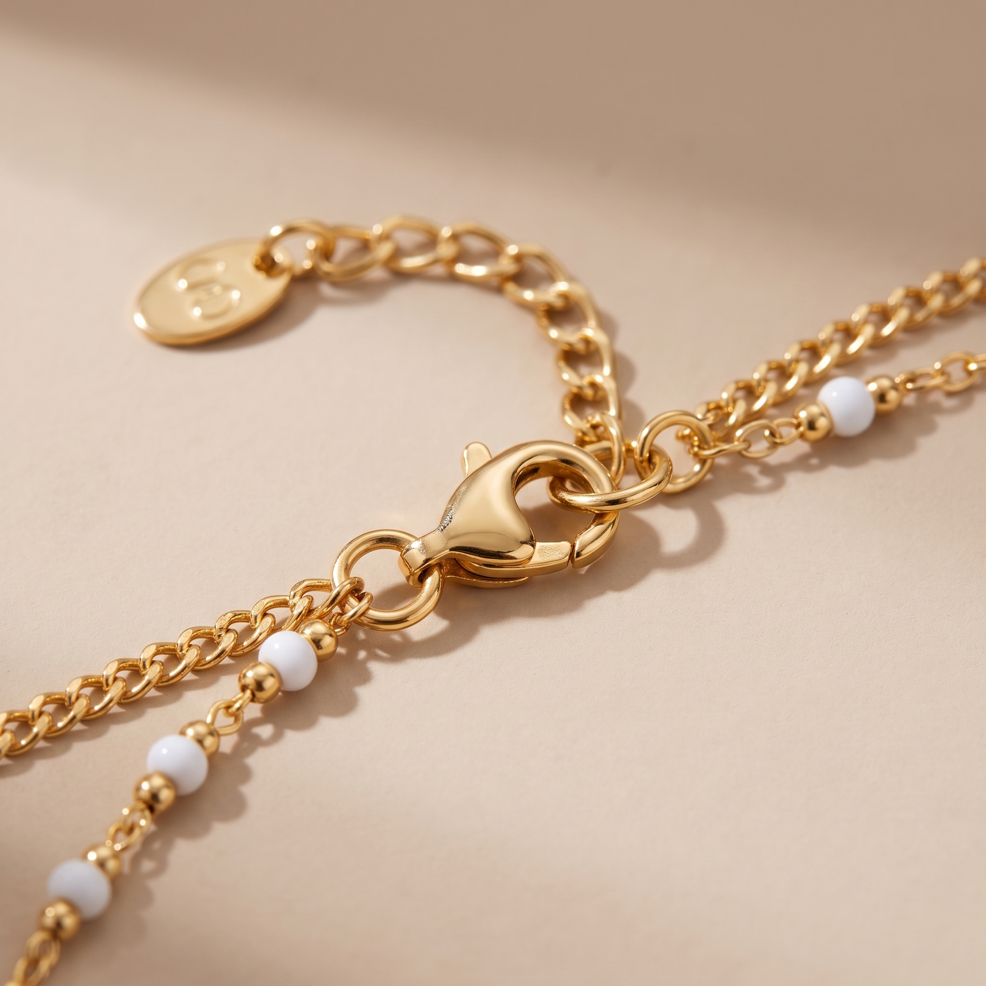 Asea Twin White Bead Bracelet — close-up detail