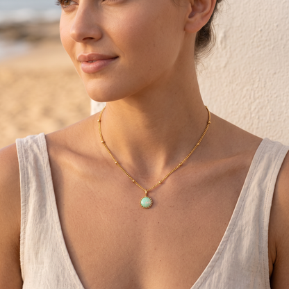 Asea Petite Opal Pendant Necklace — worn by model