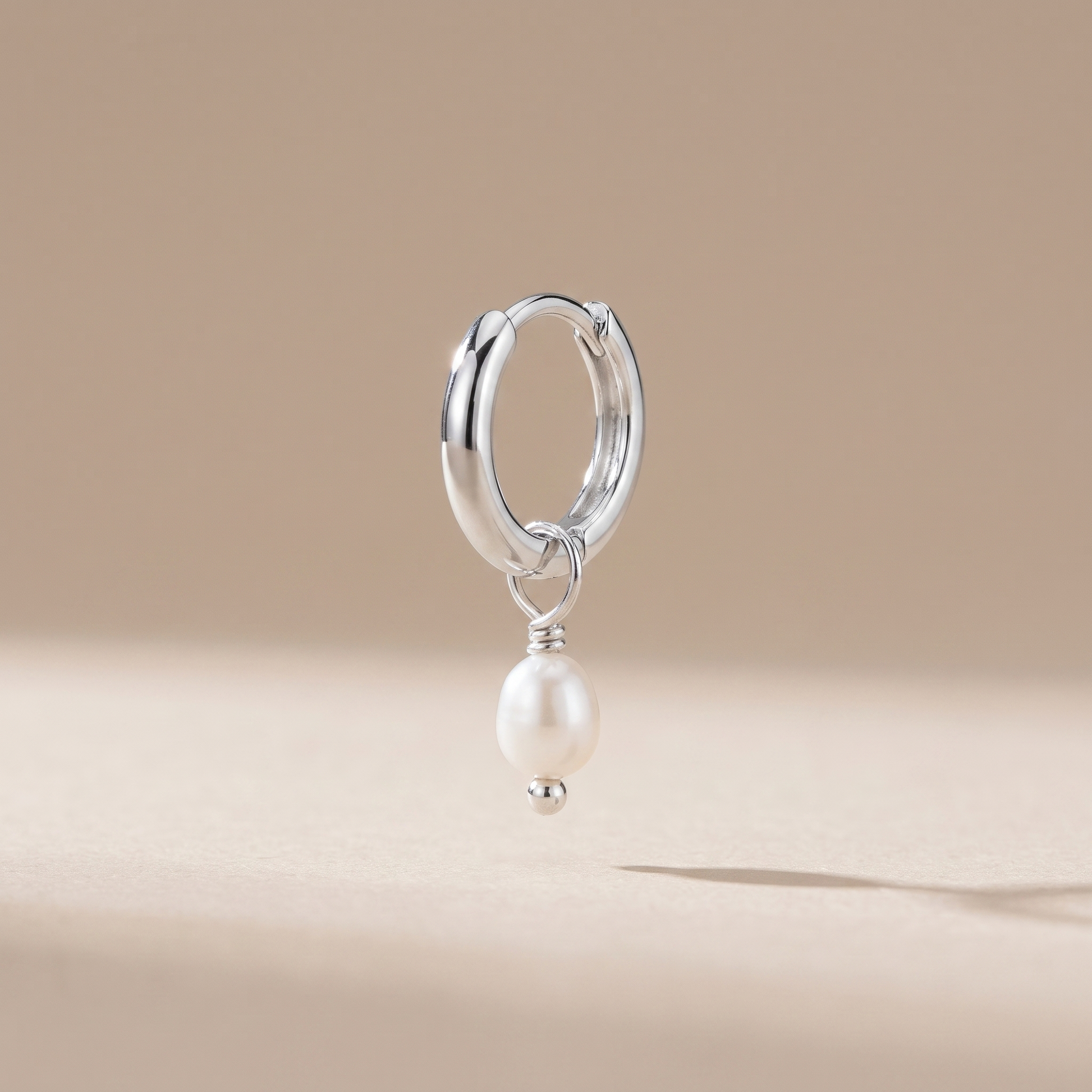 Asea Freshwater Pearl Huggies — Silver Color