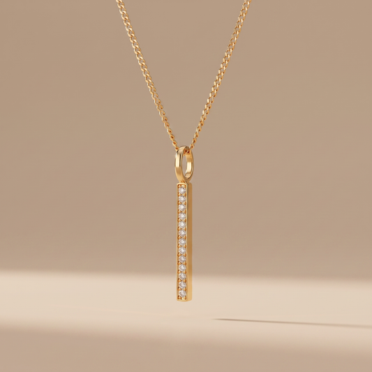 Asea Zircon Bar Necklace — front view