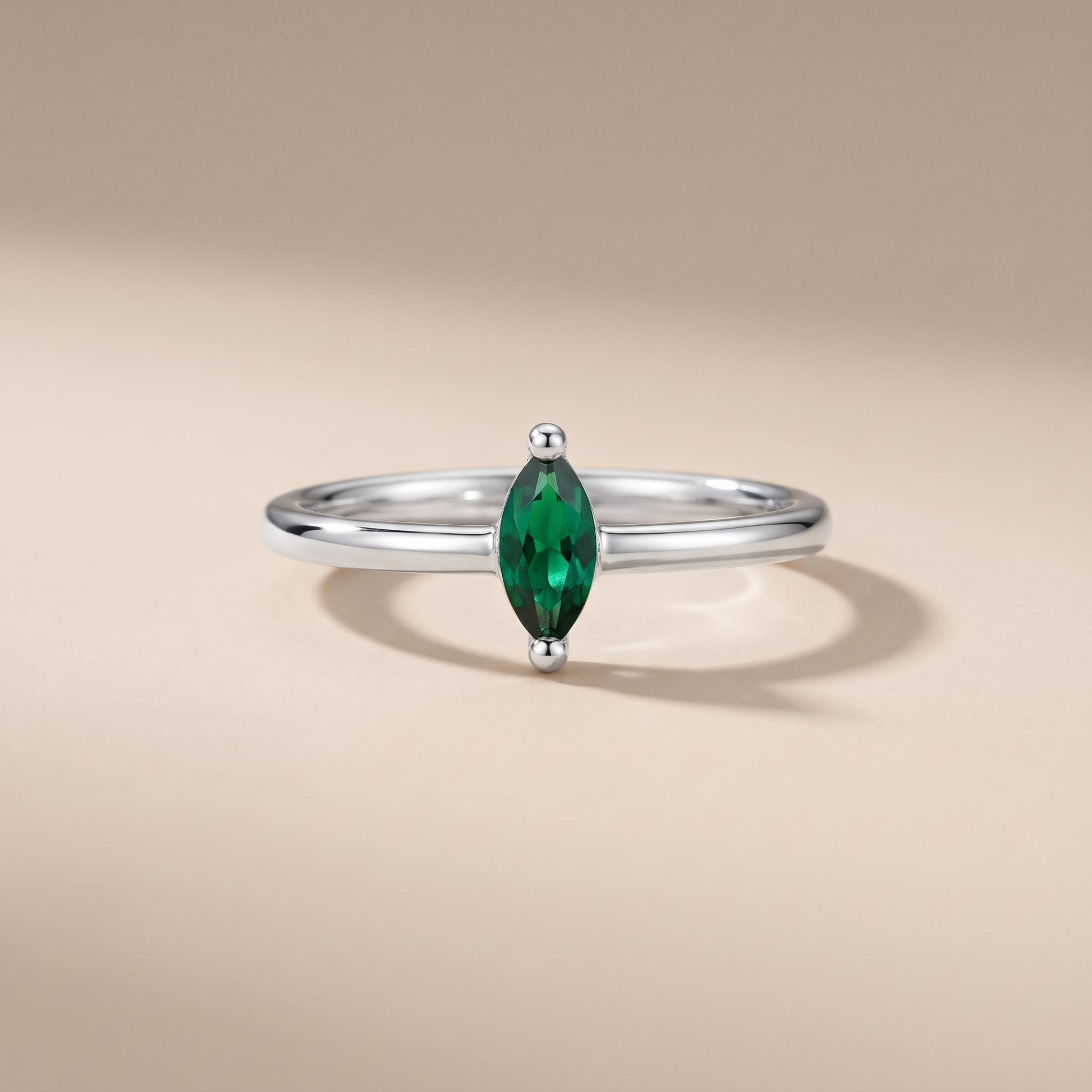 Asea Petite Emerald Ring — Silver color