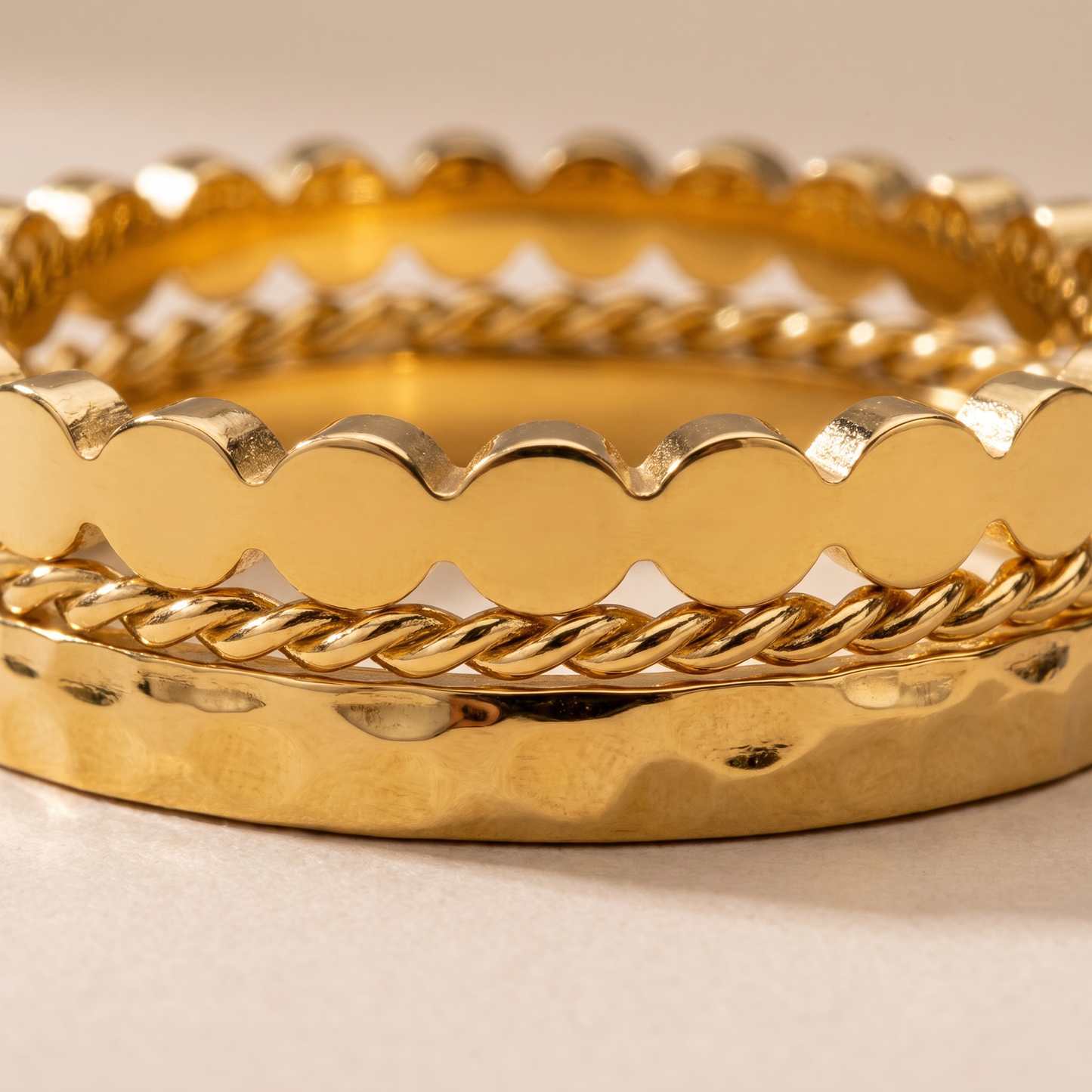 Asea Everyday Trio Ring Set — close-up detail